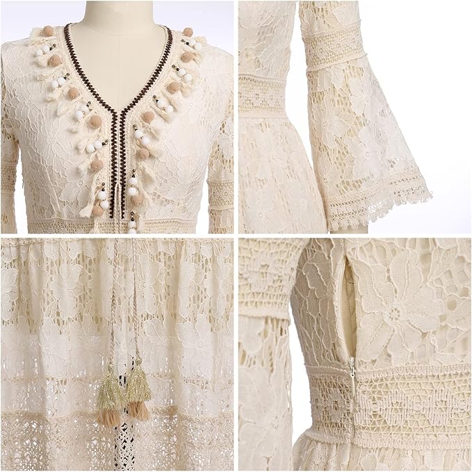 Violet | Women's Boho Lace Tiered Maxi Dress