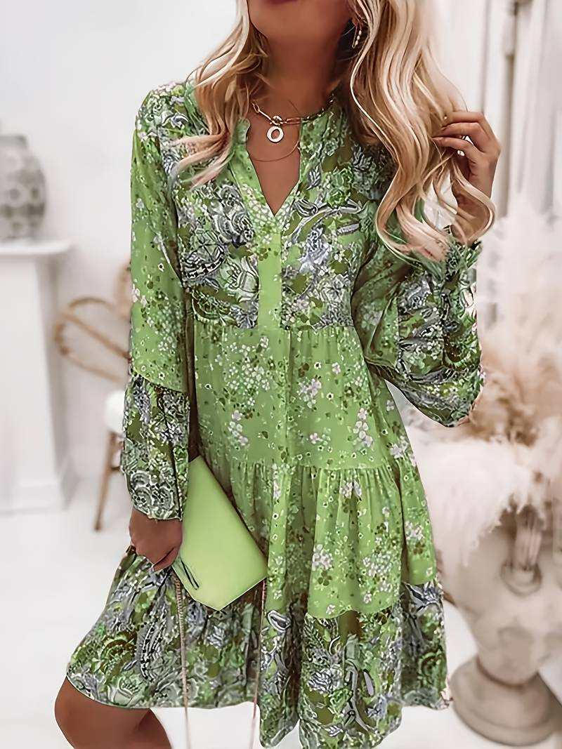 Poppy | Women's Boho Print Tiered Midi Dress