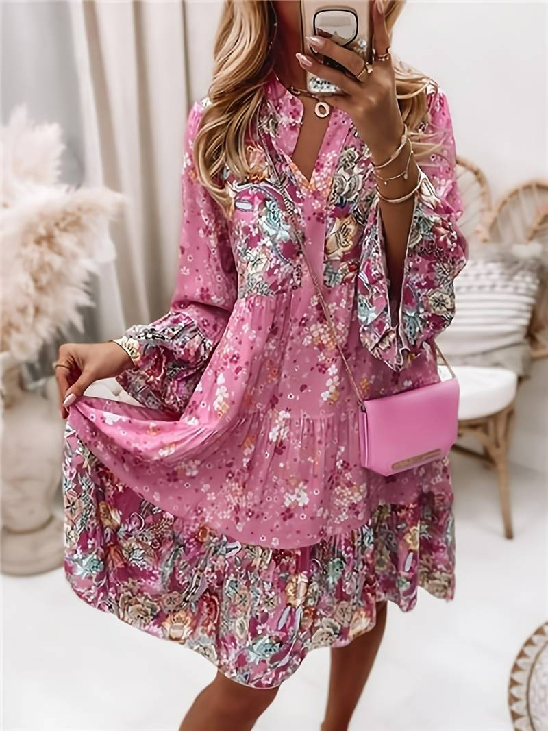 Poppy | Women's Boho Print Tiered Midi Dress