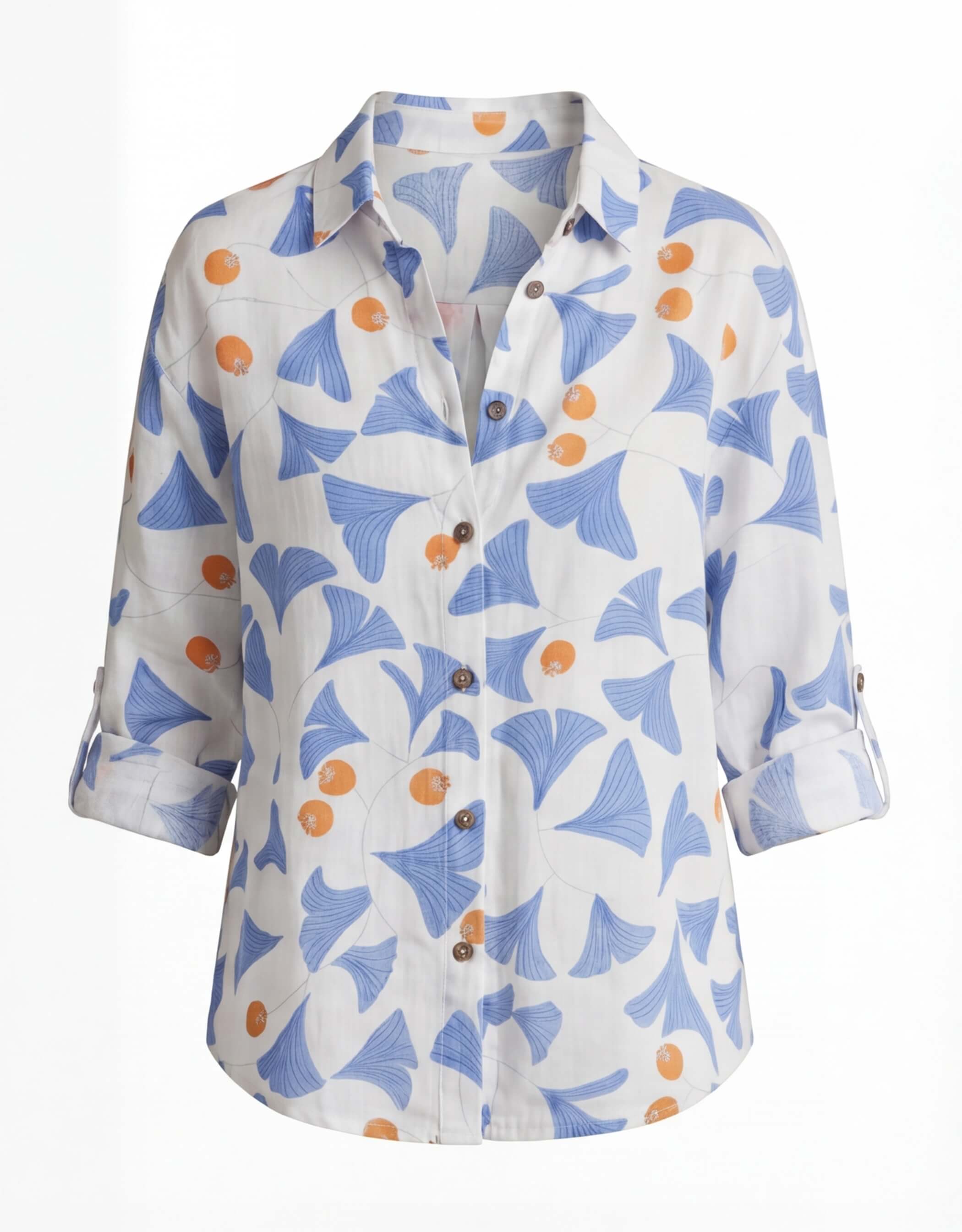 Claire | Women's Floral Print Linen Button-Up Shirt