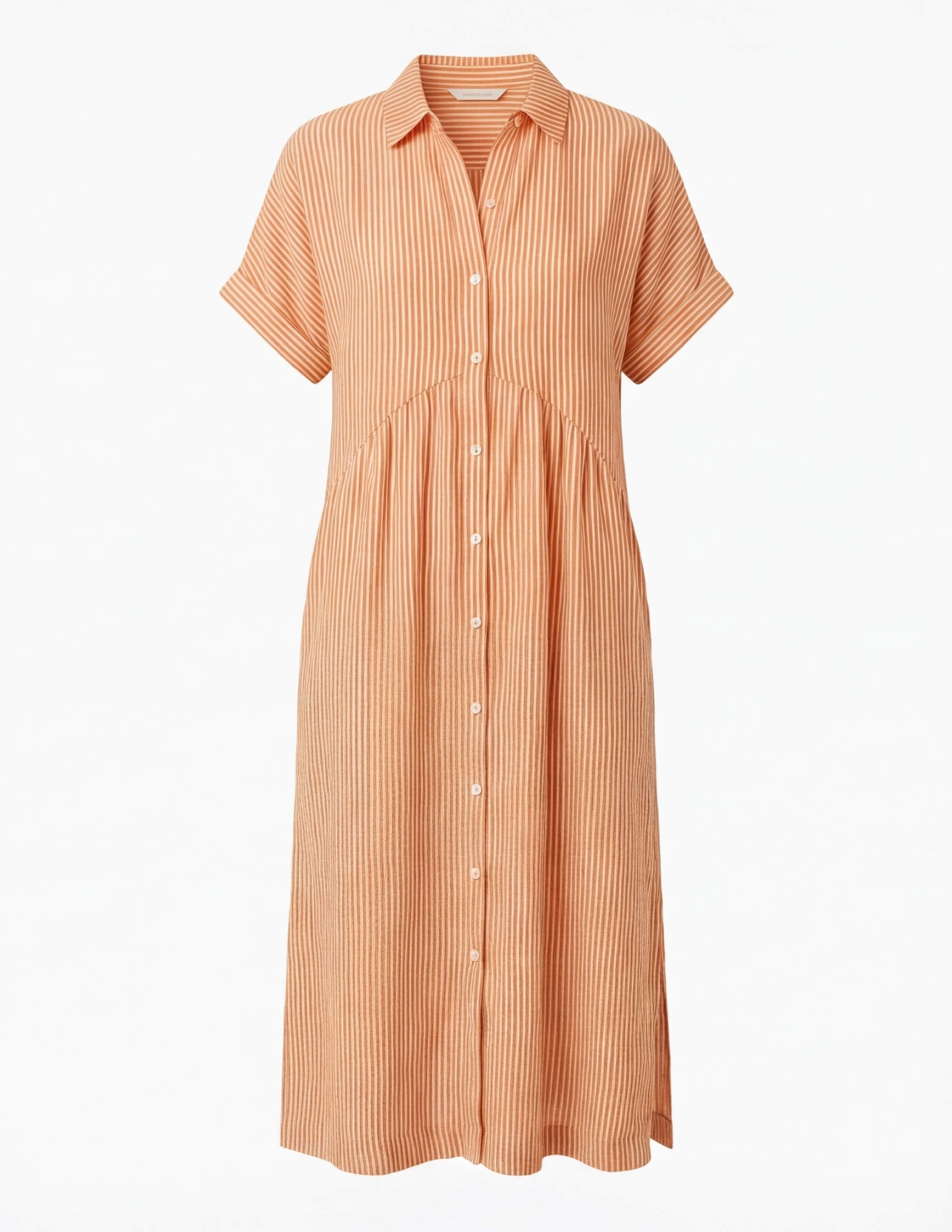 Tracey | Women's Striped Linen Shirt Midi Dress