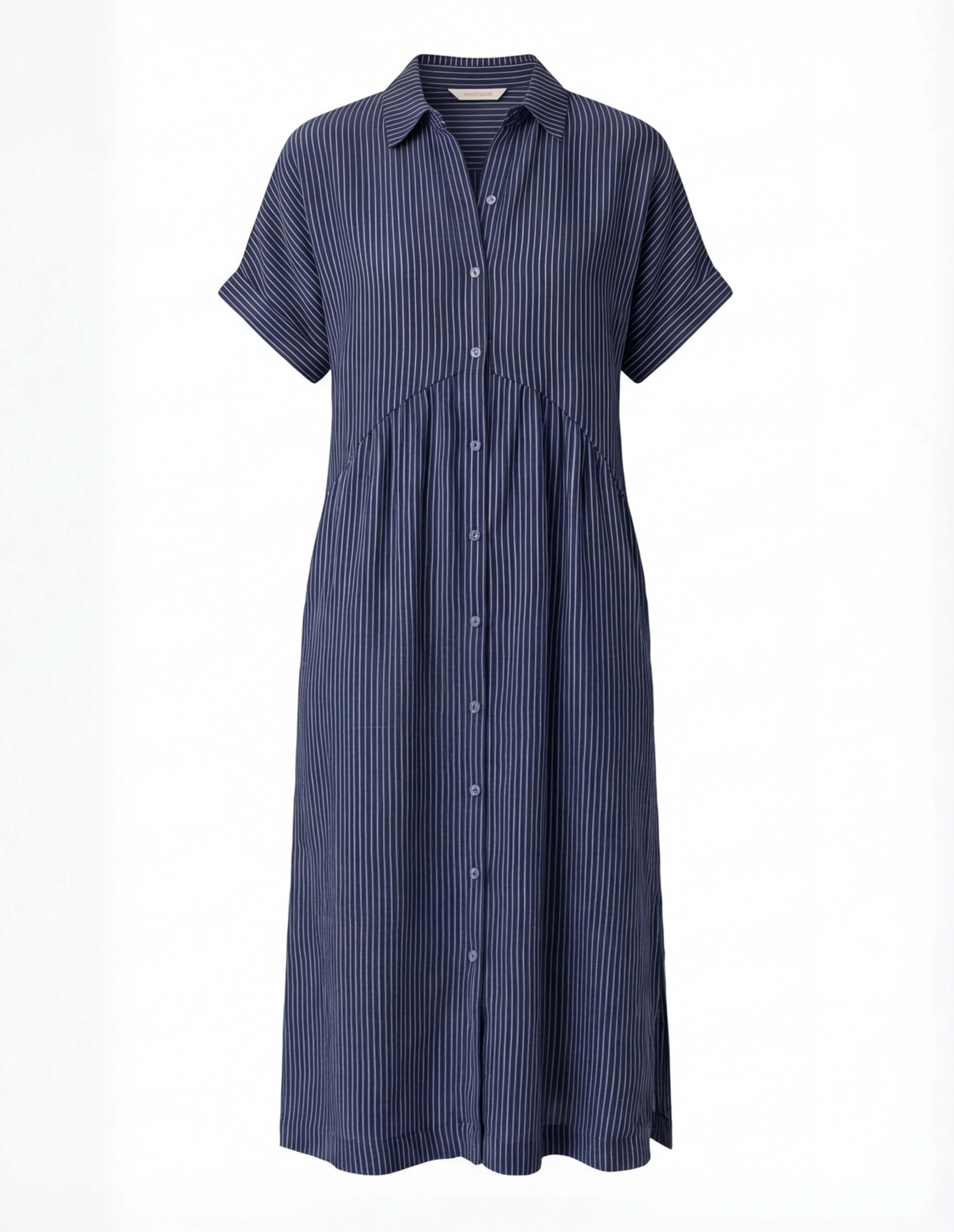 Tracey | Women's Striped Linen Shirt Midi Dress