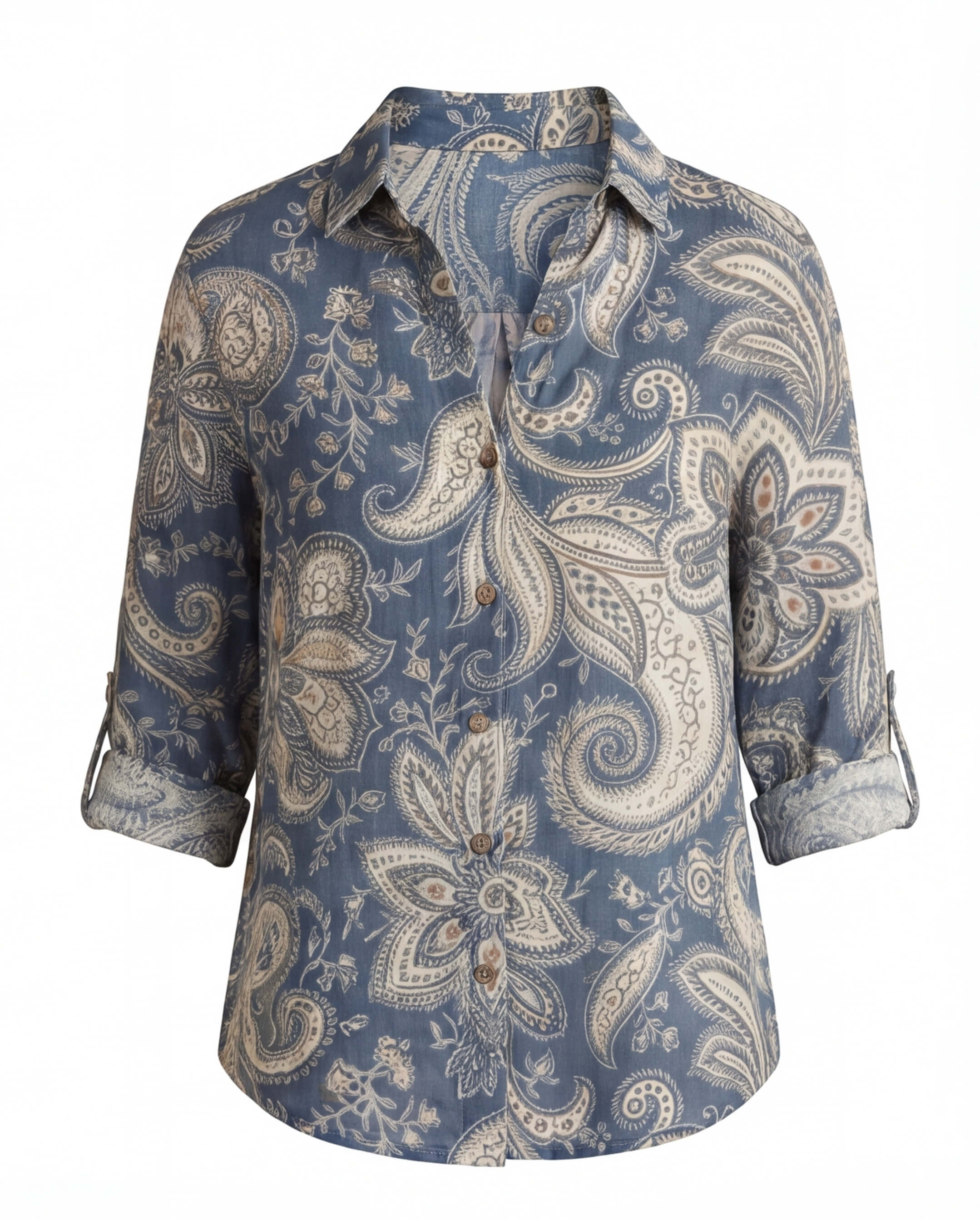 Claire | Women's Floral Print Linen Button-Up Shirt