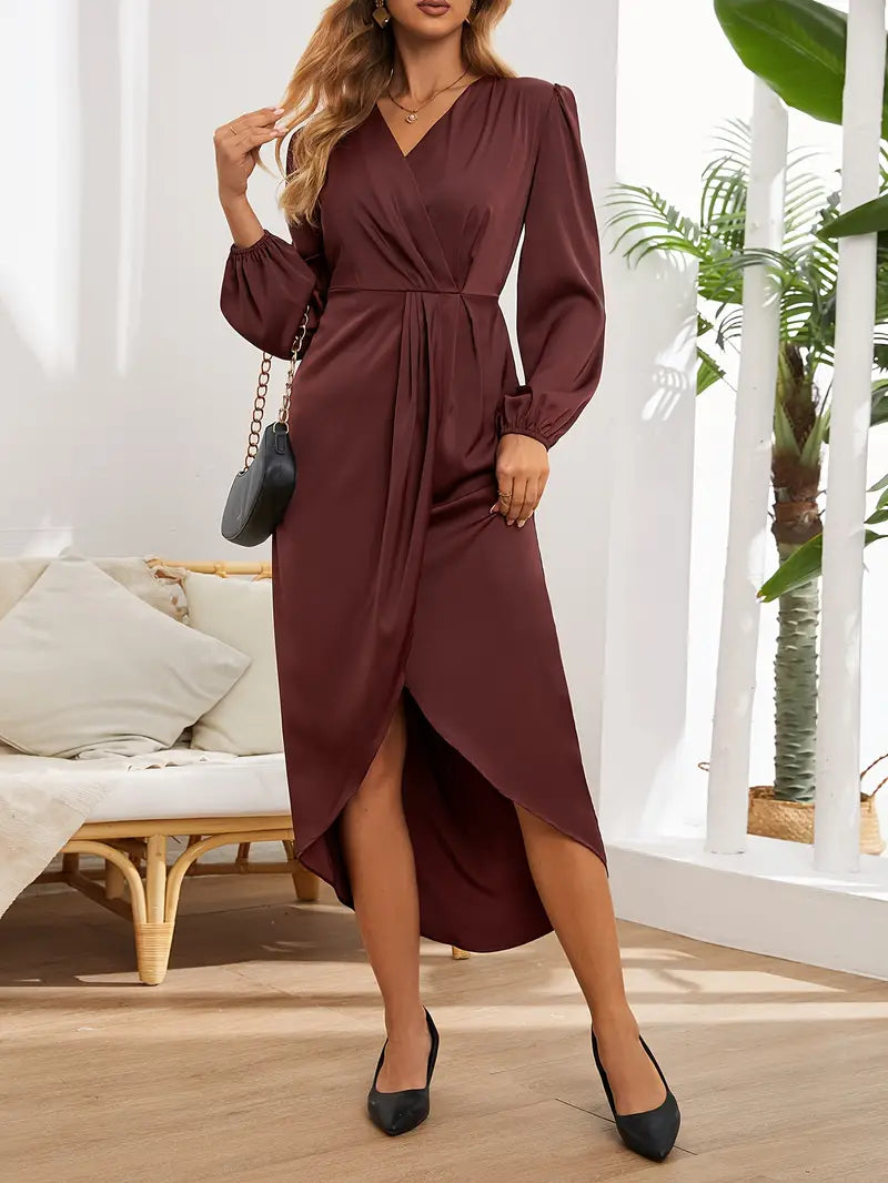 Ella | Women's Satin Twist-Front Maxi Dress