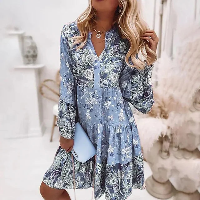 Poppy | Women's Boho Print Tiered Midi Dress