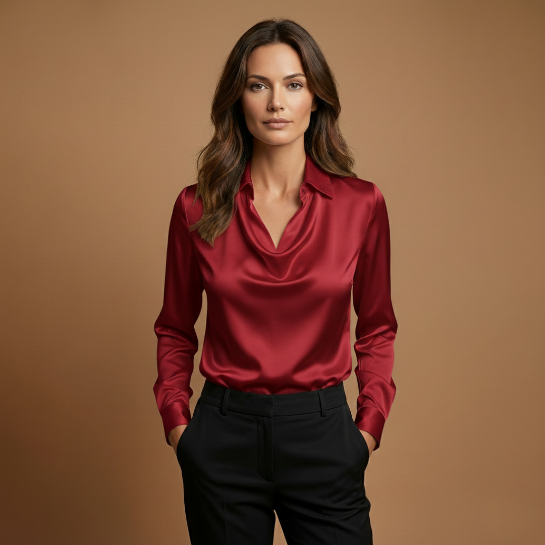 Grace | Women's Satin Cowl Neck Collar Blouse