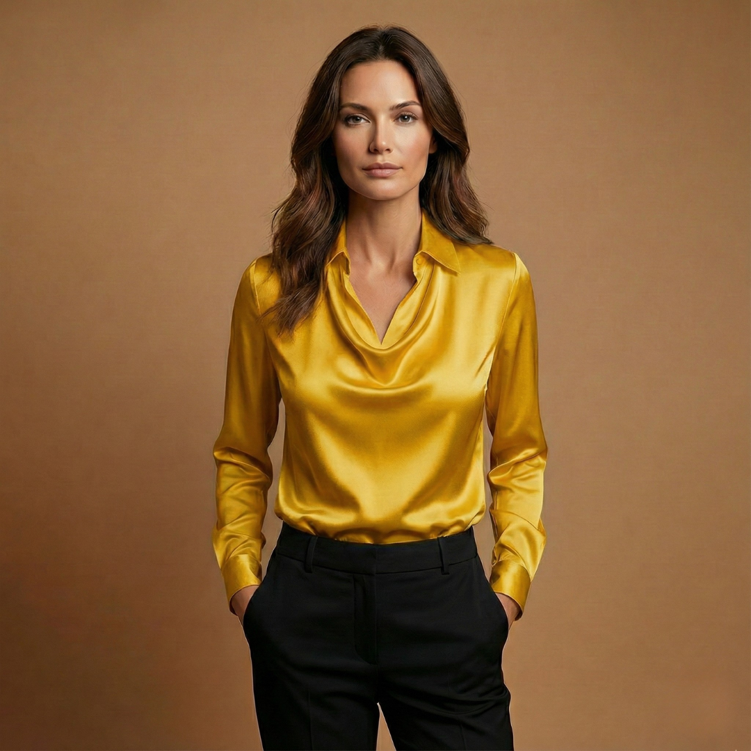 Grace | Women's Satin Cowl Neck Collar Blouse