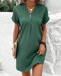 Zoe | Women's Relaxed Textured V-Neck Midi Dress