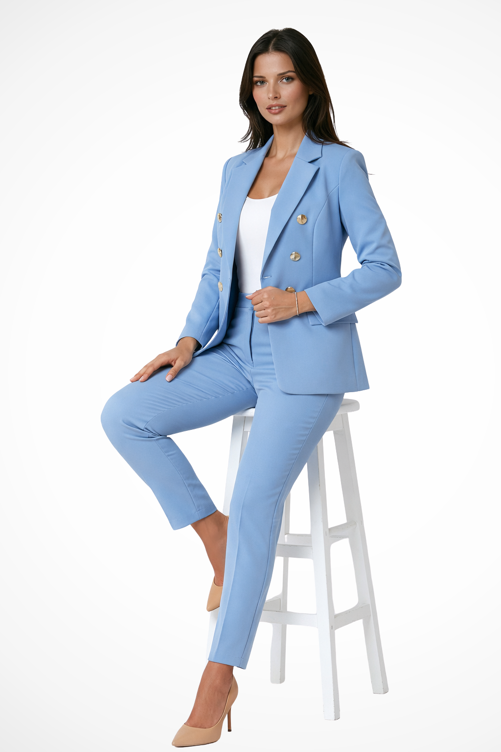 Maeve | Women Button Detail Blazer and Trousers Suit Set