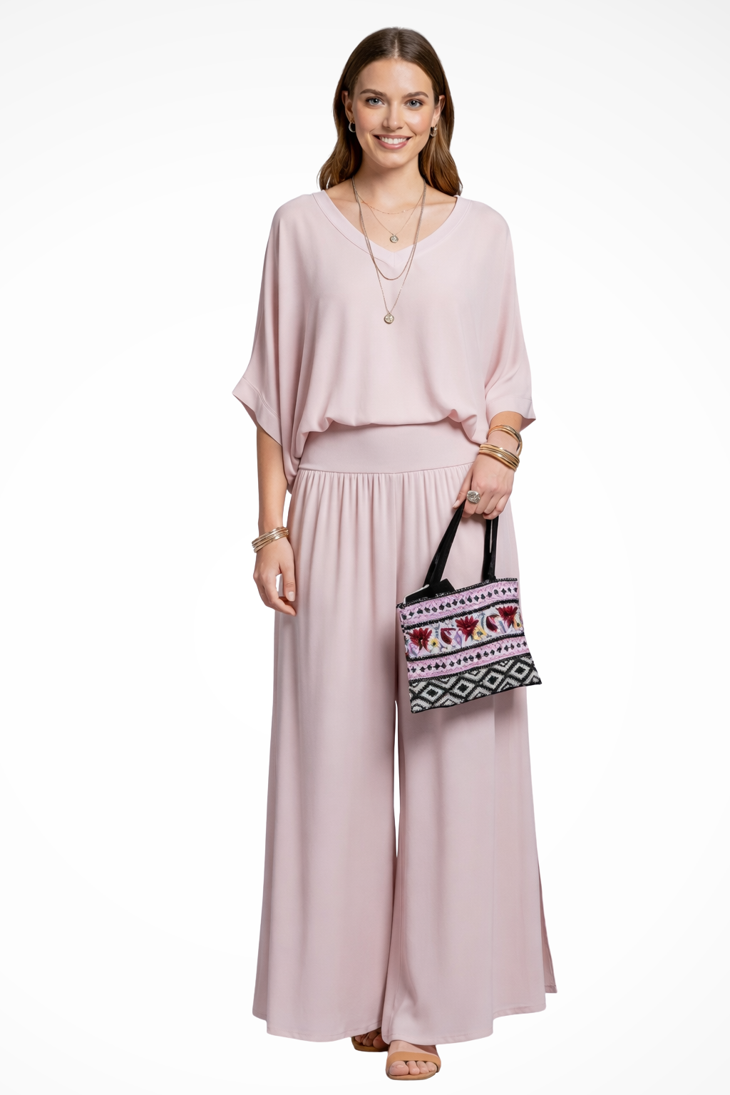 Margo | Women Elegant Layered Top and Wide Leg Trousers 2 Piece Set