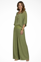Margo | Women Elegant Layered Top and Wide Leg Trousers 2 Piece Set