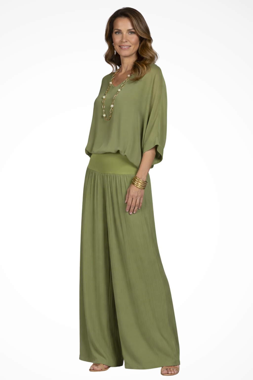 Margo | Women Elegant Layered Top and Wide Leg Trousers 2 Piece Set