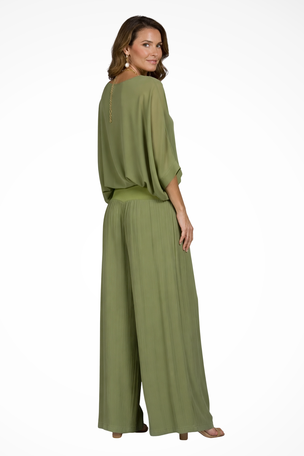 Margo | Women Elegant Layered Top and Wide Leg Trousers 2 Piece Set