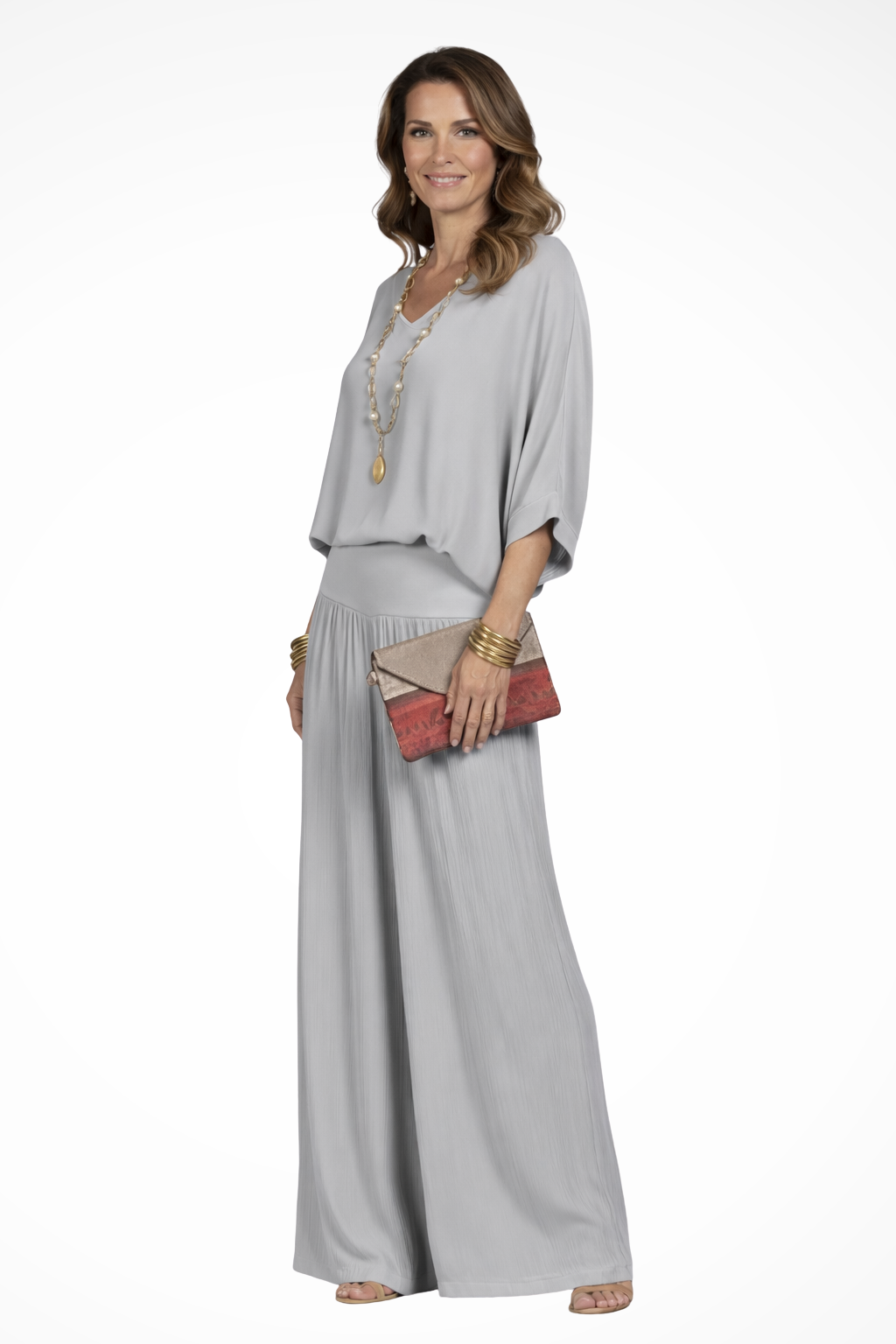 Margo | Women Elegant Layered Top and Wide Leg Trousers 2 Piece Set