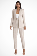 Georgina | Women's Tailored Belted Blazer & Slim-Leg Three-Piece Suit Set