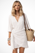 Lori | Women Wrap Mini Dress with Tie Waist and Short Sleeves