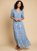 Lynda | Women's Ikat Print Tassel Tie Maxi Dress