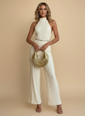 Vicky | Women's Plissé Halterneck Wide Leg Jumpsuit