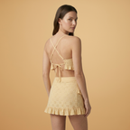 Daisy | Women's Tie Front Frill Crop Top & Smocked Mini Skirt Set