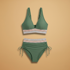 Poppy | Women's Halterneck Lace Trim High Waist Bikini Set