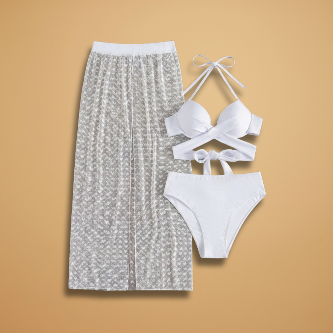 Ruby | Women's Twist Bralette & Sheer Lace Maxi Skirt Set