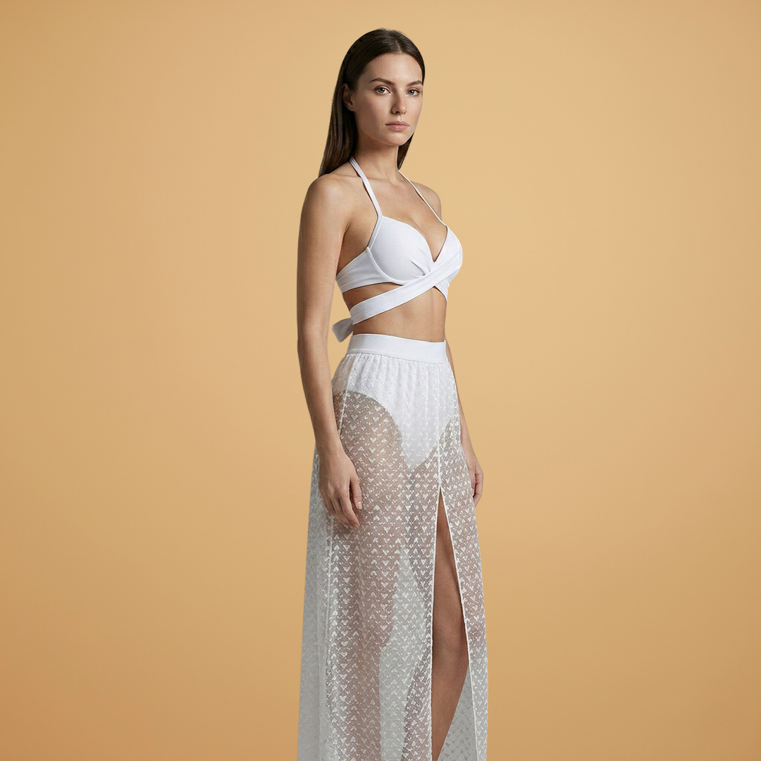 Ruby | Women's Twist Bralette & Sheer Lace Maxi Skirt Set