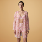 Lily | Women's Floral Print Kimono, Bralette & Shorts Three-Piece Set