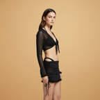Chloe | Women's Sheer Tie Front Top & Ruched Mini Skirt Set