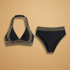 Nikki | Women's Halter Bikini Set with Chain Trim Detail