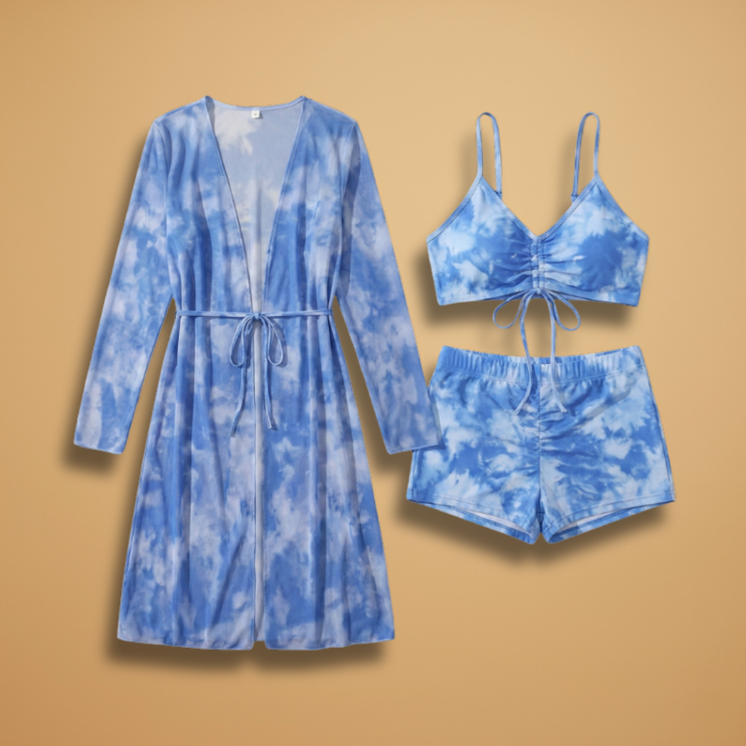Grace | Women's Tie Dye Kimono & Bikini Set