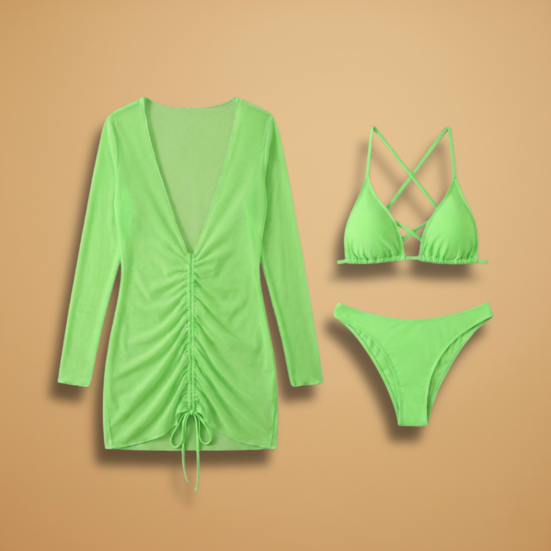 Molly | Women's Ruched Cover-Up Dress & Bikini Set