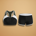 Jenny | Women's Sporty Zip Front Bikini & Shorts Set