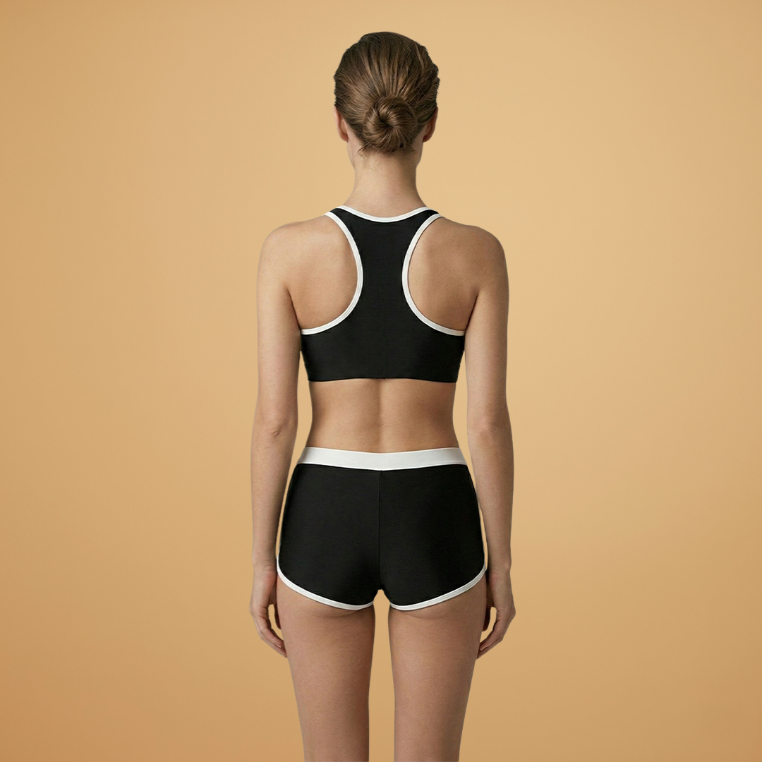 Jenny | Women's Sporty Zip Front Bikini & Shorts Set