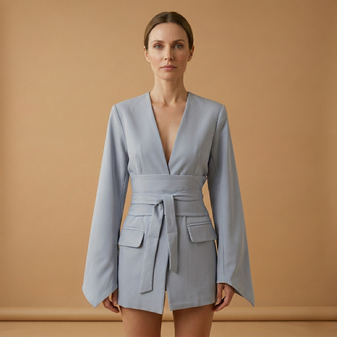 Mia | Women's Belted Oversized Blazer with Flared Sleeves
