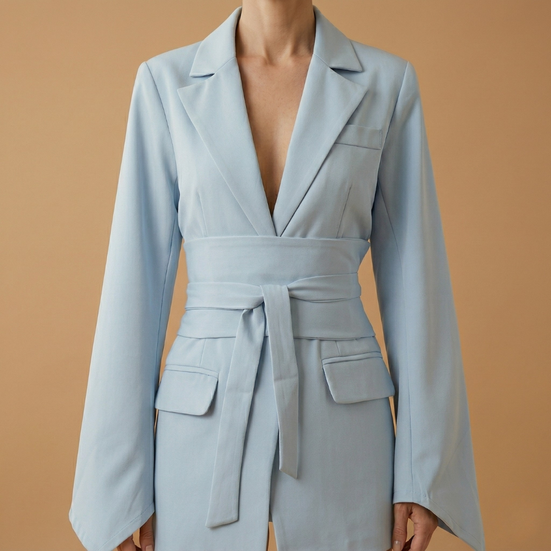 Mia | Women's Belted Oversized Blazer with Flared Sleeves