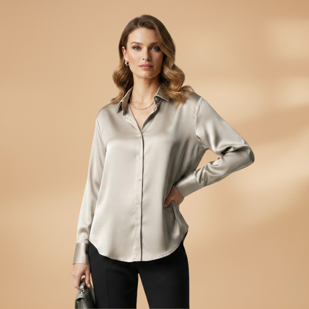 Rosie | Women's Satin Relaxed Button Down Shirt
