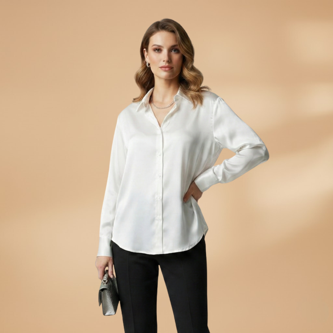 Rosie | Women's Satin Relaxed Button Down Shirt