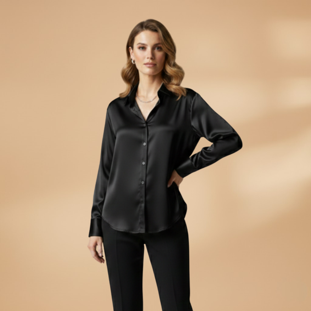 Rosie | Women's Satin Relaxed Button Down Shirt