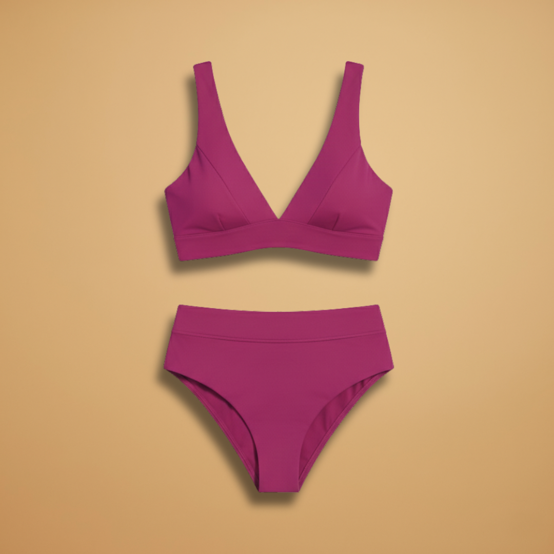 Mia | Women's V-Neck High Waist Bikini Set