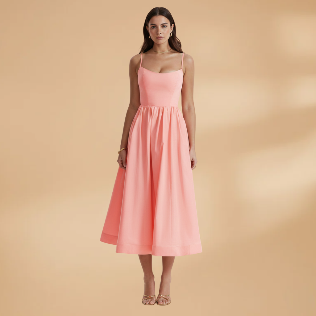 Chloe | Women's Floral Strappy Gathered Midi Dress