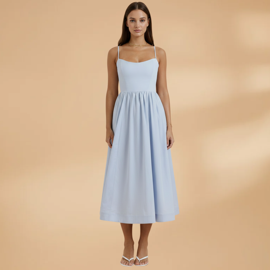 Chloe | Women's Floral Strappy Gathered Midi Dress