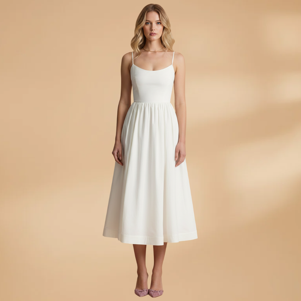 Chloe | Women's Floral Strappy Gathered Midi Dress