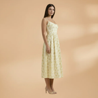 Chloe | Women's Floral Strappy Gathered Midi Dress