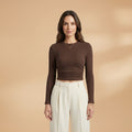 Laura | Women's Waffle Knit Long Sleeve Crop Top
