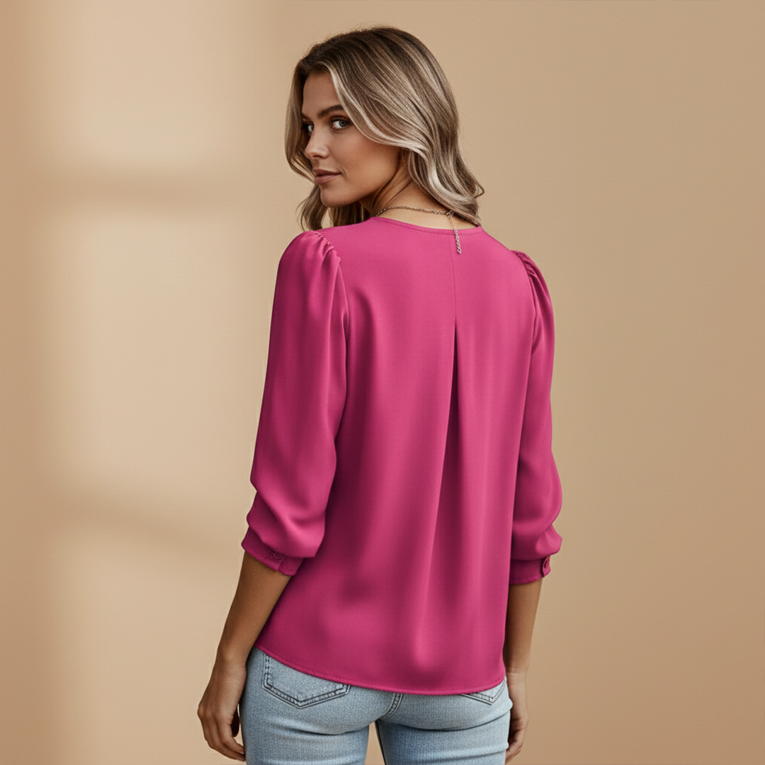 Molly | Women's Pleated Neck Chiffon Blouse