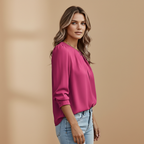 Molly | Women's Pleated Neck Chiffon Blouse
