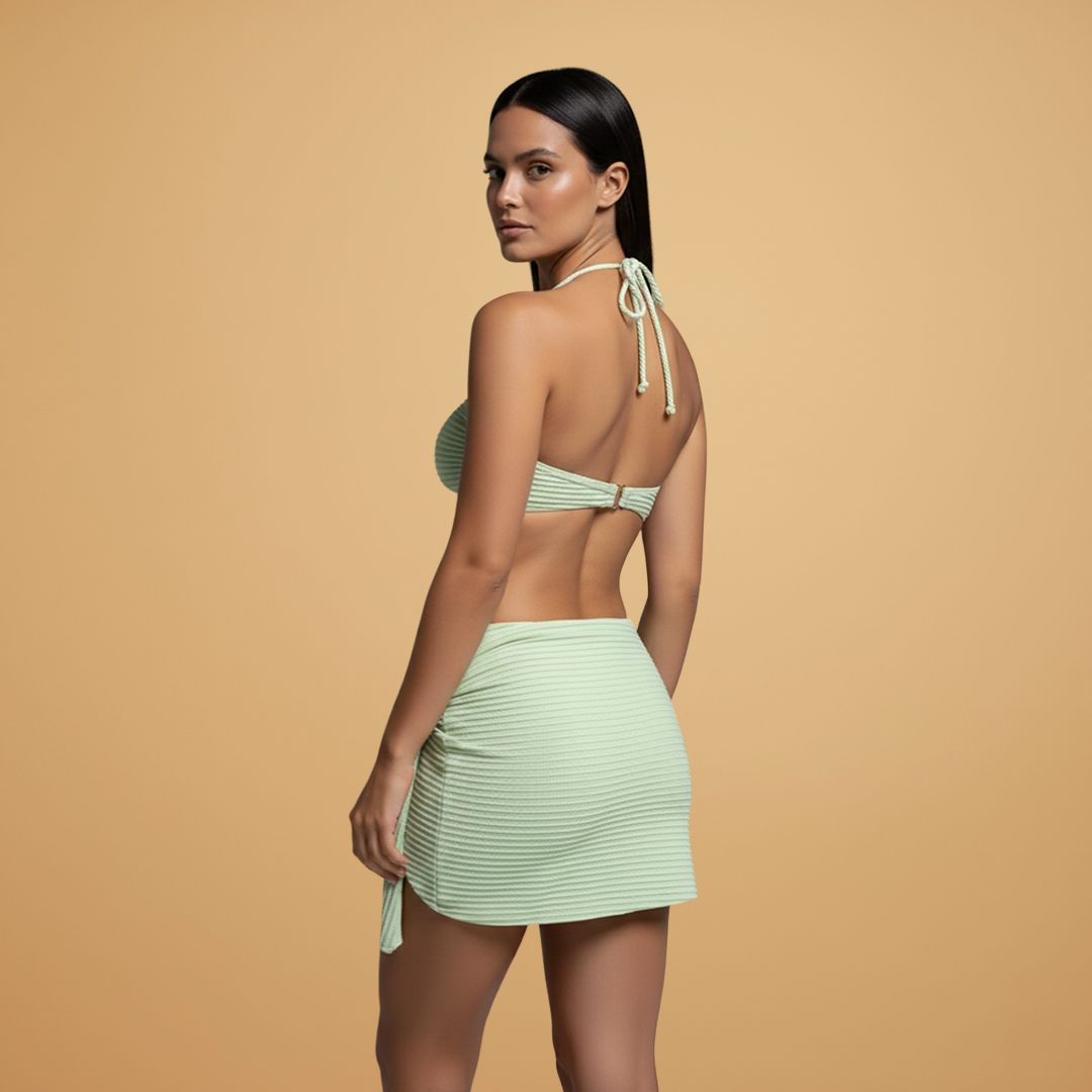 Zoe | Women's Ring Detail Bandeau Bikini & Wrap Skirt Set