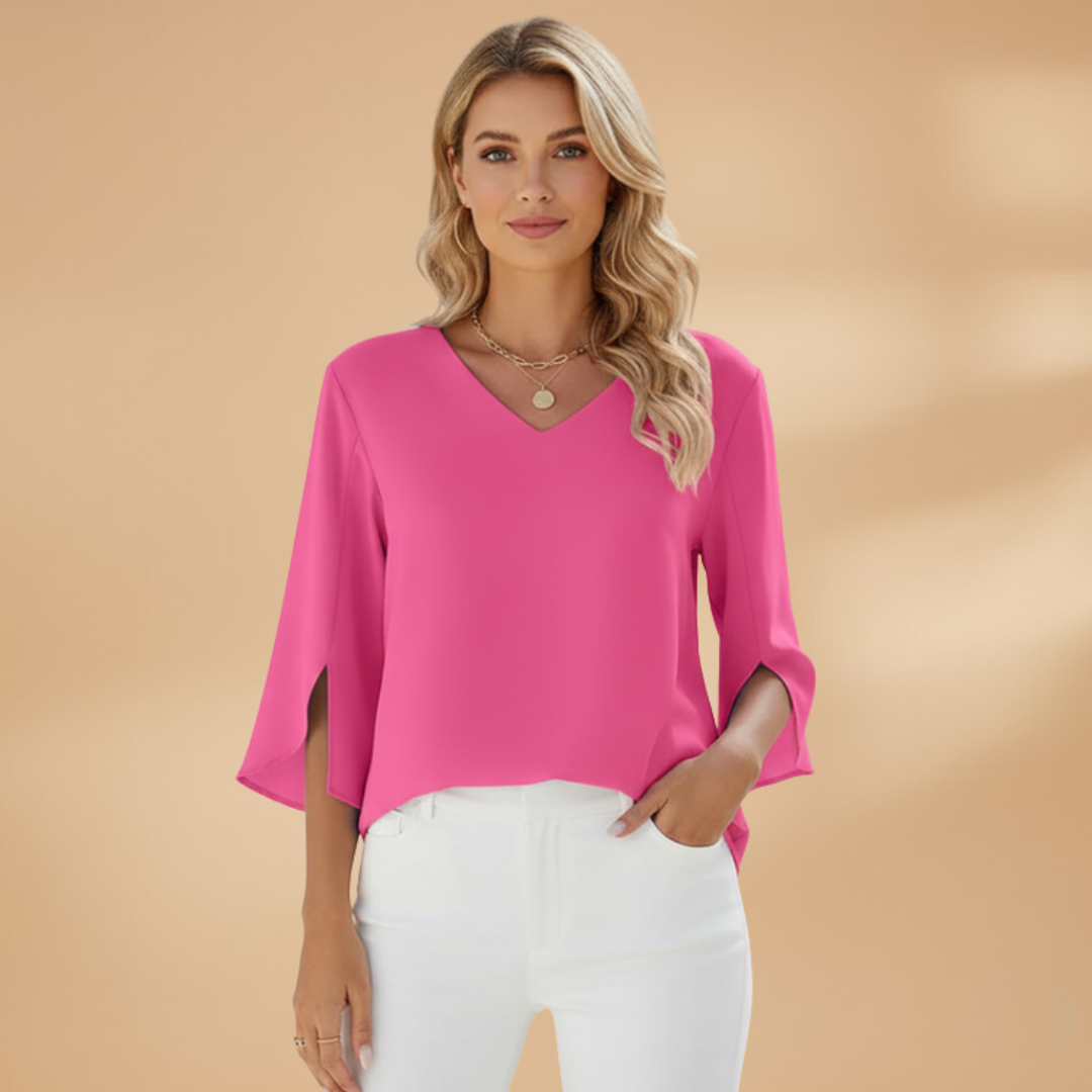 Alice | Women's V-Neck Split Sleeve Relaxed Blouse