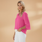 Alice | Women's V-Neck Split Sleeve Relaxed Blouse
