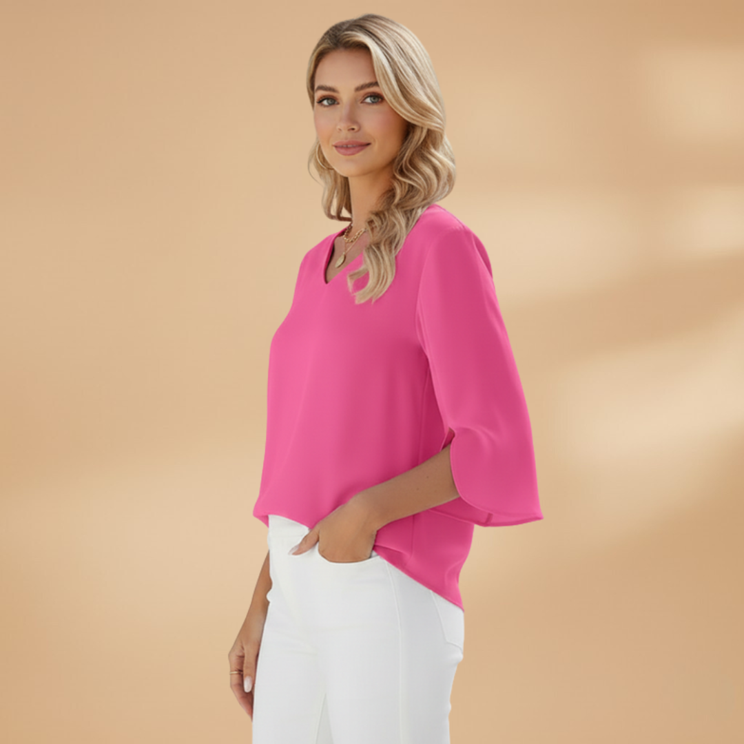 Alice | Women's V-Neck Split Sleeve Relaxed Blouse